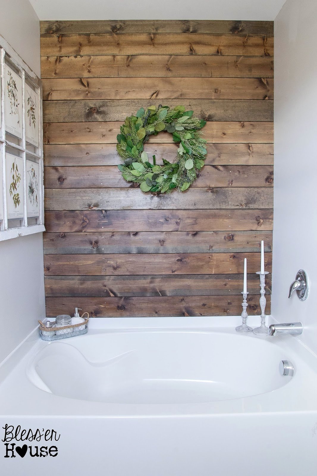 Bathroom Wood Accent Wall - Bless'er House