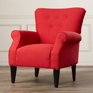 Lyssandra Tufted Arm Chair in Lipstick Red
