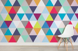 Multicoloured Triangles Geometric Wallpaper - Murals Wallpaper
