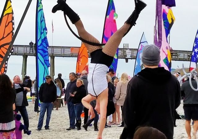 Aerial Performer at Dolphin Dip in Surf City NC