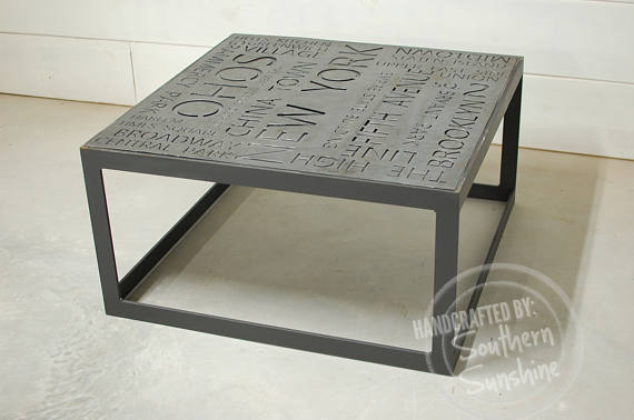 New York City Art Industrial Typography Coffee Table - Southern Sun Shop