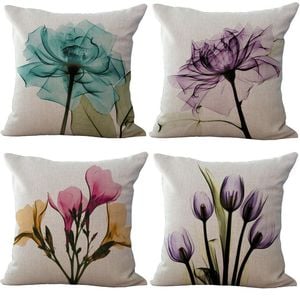 Beautiful Flowers - 18in x 18in - Cotton Linen Pillow Covers by RwalkinZ