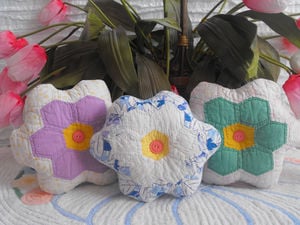 Grandmother Flower Garden Quilted Pillows by ellelilly