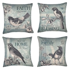 Vintage Spring Birds - 18in x 18in - Cotton Linen Pillow Covers by Micropillow