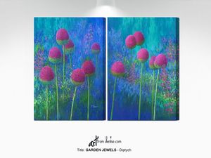 ArtFromDenise - Abstract Floral Painting in Jewel Tones - Diptych