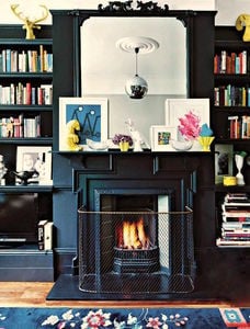 Katie Ridder - Black Fireplace Mantel and Built-ins