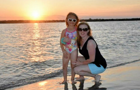 Rachel Belch and Daughter at Beach