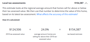 Example Local Tax Assessment on Zillow
