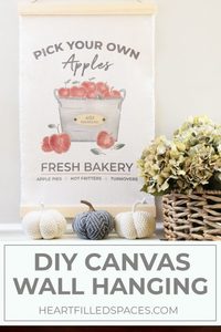 DIY Fall Apples Drop Cloth Wall Hanging - Heart Filled Spaces