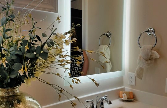 Master Bathroom Lighted Mirrors - Catherine's Cove