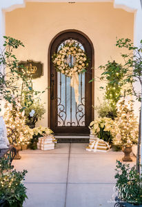 White and Gold Christmas Front Porch - Randi Garret Design