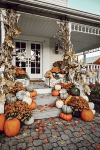 Colorful Farmhouse Fall Porch Steps - Liz Marie Blog