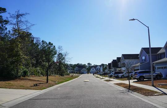 Street of homes in The Creek at Willowick