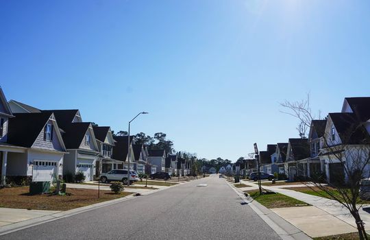 Street of homes in The Creek at Willowick