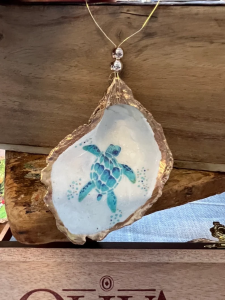 WendyClareDesigns - Metallic Sea Turtle Oyster Shell Ornament