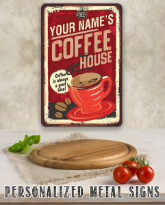 CountryLaneLiving - Personalized Coffee House Metal Sign