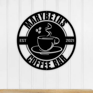 CreativeInTheClouds - Personalized Round Coffee Bar Sign