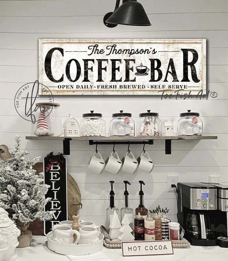 ToeFishArt - Modern Farmhouse Coffee Bar Sign