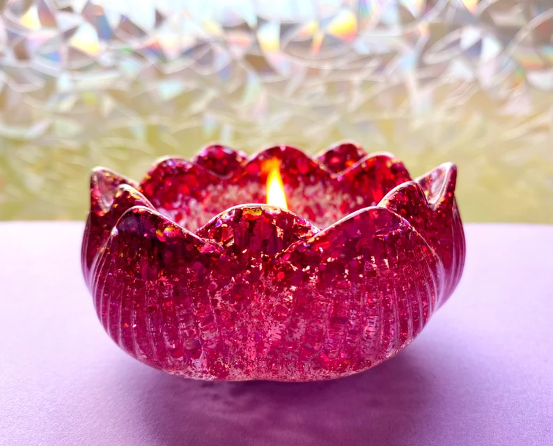 WildVioletMade - Magenta Lotus Flower Candle Holder