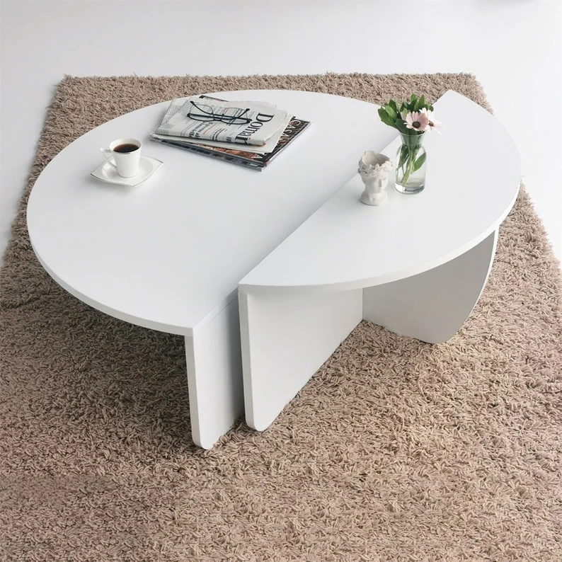 MetArtWooDesign - Split-Level Wooden Round Coffee Table