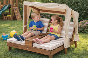 KidKraft Wooden Outdoor Double Chaise Lounge with Cup Holders