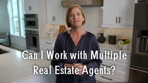 "Can I Work with Multiple Real Estate Agents?" and Melanie Cameron standing in a kitchen.