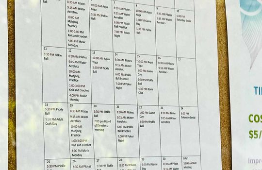 River Run Plantation - Events Board