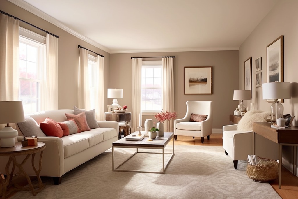 Sherwin-Williams Accessible Beige in a Living Room