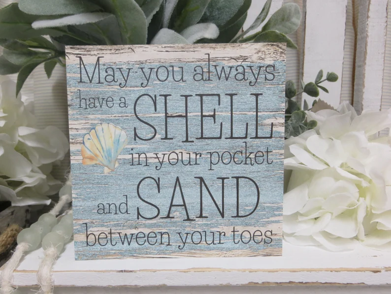 "May you always have a Shell in your pocket and Sand between your toes" beach sign