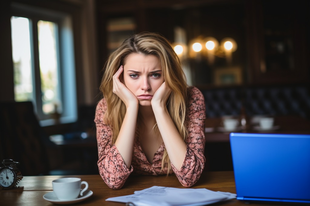 Woman Stressed About Bills