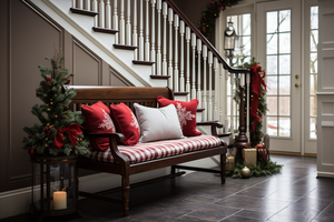 A Foyer Decorated for Christmas