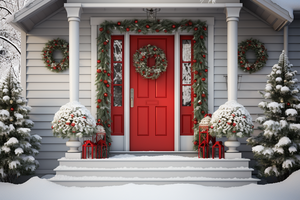 Front Door Decorated for Christmas