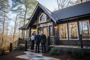 3 People Standing in Front of a Home for Sale