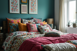 Dopamine Home Decor - Teal and Fuchsia Bedroom