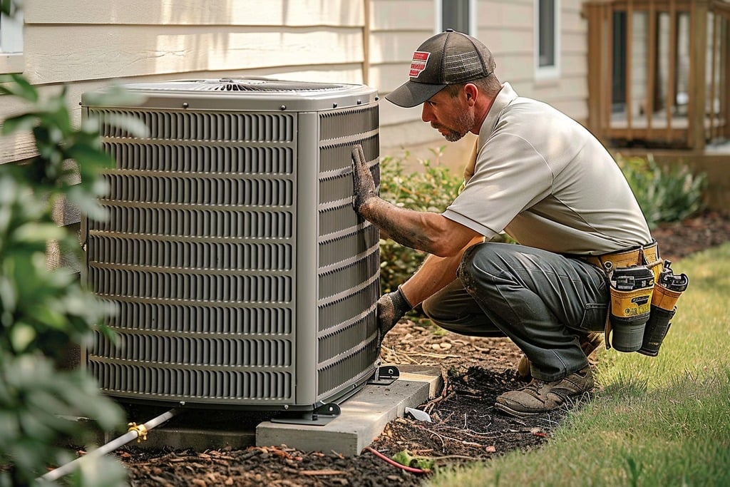 Man Working on an HVAC Condenser