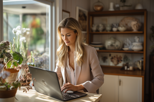 Woman Looking at Laptop