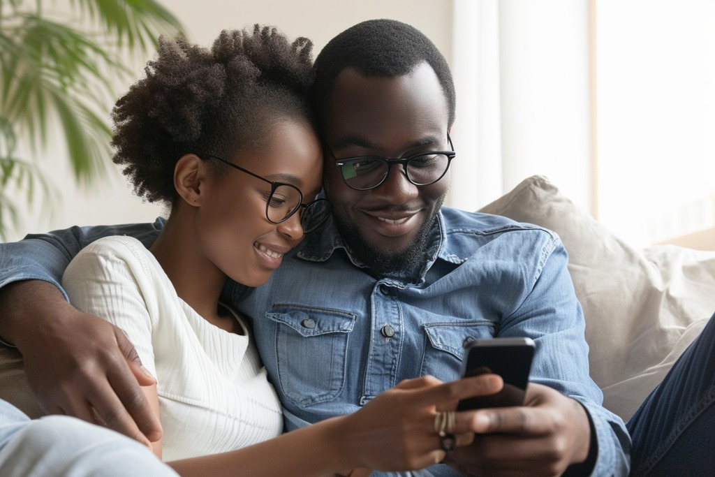 A Couple Browsing Homes for Sale on a Smart Phone