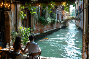 A Couple Enjoying Lunch in Italy