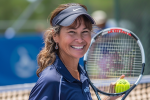 A Woman Preparing to Play Tennis