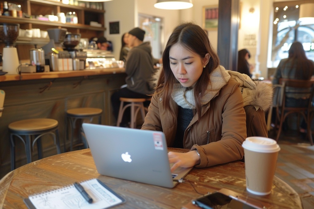 A Freelancer Working in a Coffee Shop