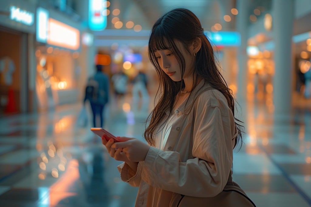 A Woman Checking a Shopping App On Her Phone