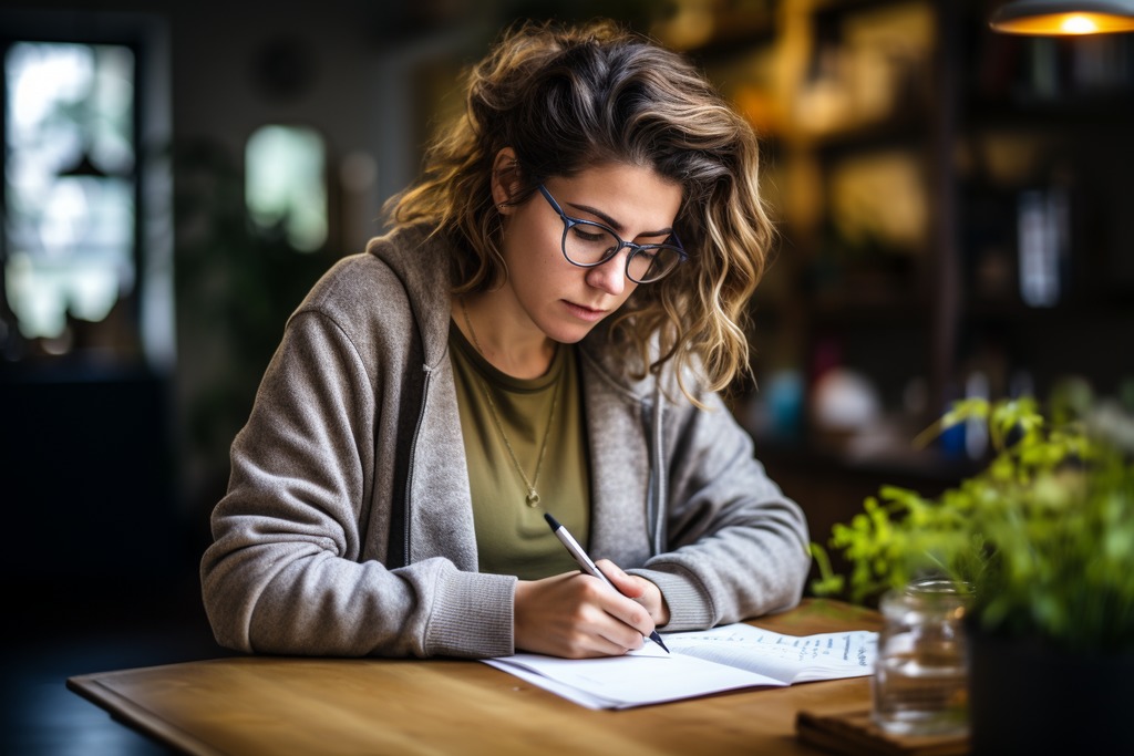 A Woman Writing a List