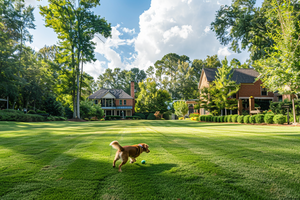 Dog Playing in a Back Yard