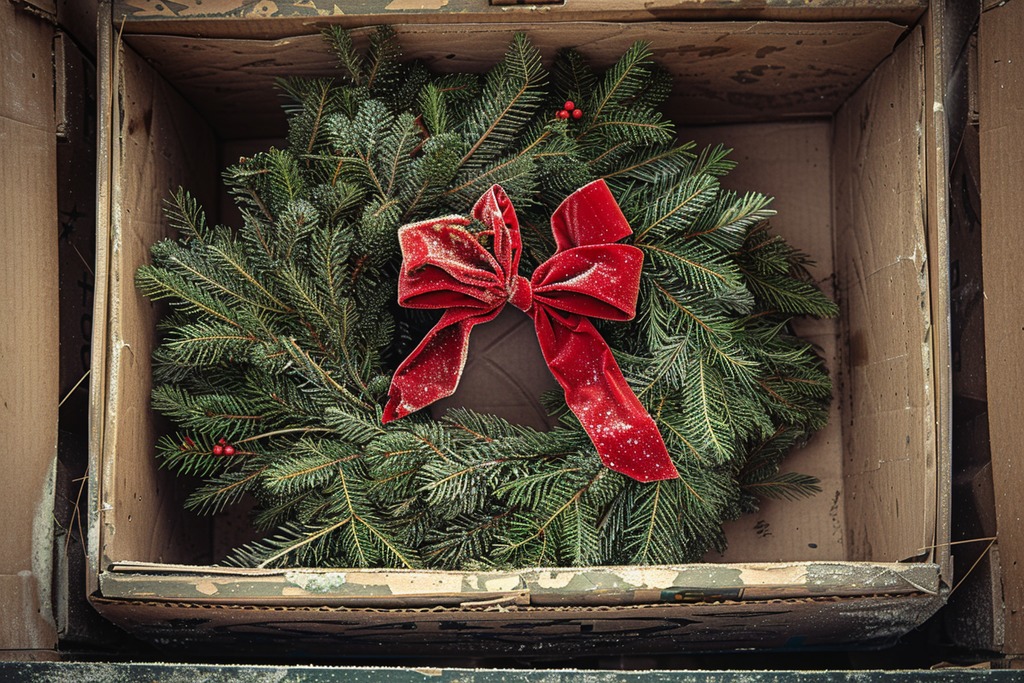 A Christmas Wreath with a Faded Bow