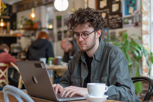 A Man Working in a Coffee Shop