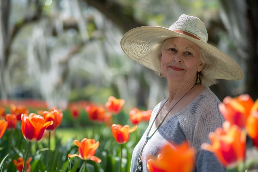 A Retirement-Age Woman Enjoying a Warm Spring