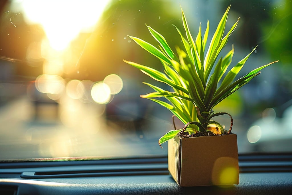 A Small Plant Riding in a Car