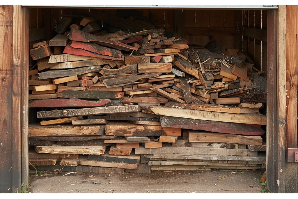 Pile of Wood Scraps in a Shed