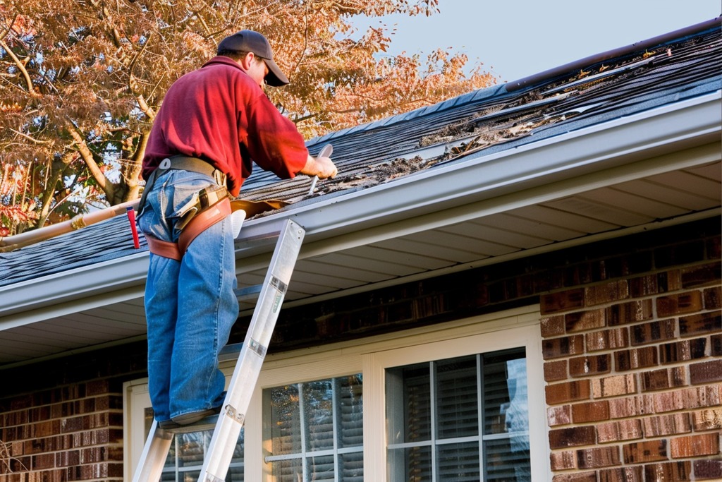 Man Checking Gutters