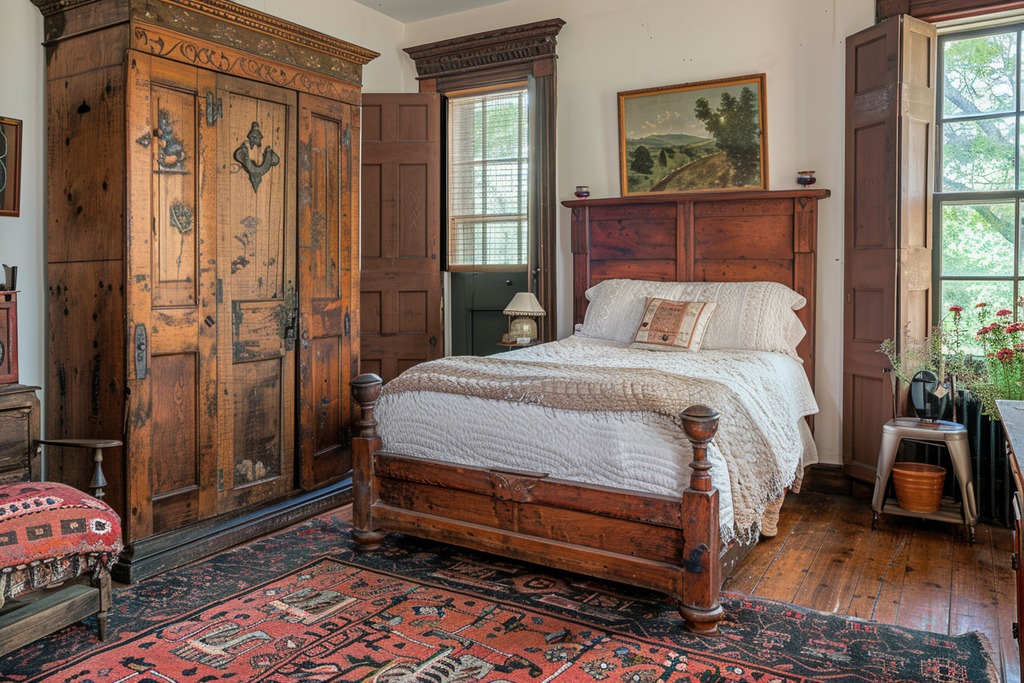 Rustic Bedroom with an Armoire
